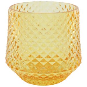 AMBER CROSS HATCH VOTIVE 10CM