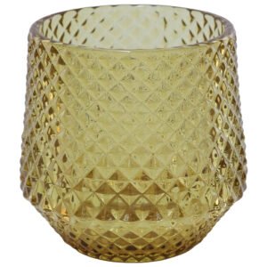AMBER CROSS HATCH VOTIVE 8CM