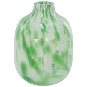 GREEN/WHITE VASE 24CM