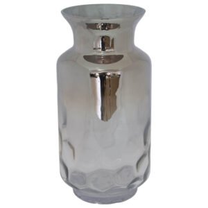 SILVER/CLEAR DIMPLE VASE 35CM
