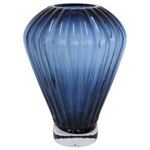 SKY BLUE RIBBED VASE 30CM