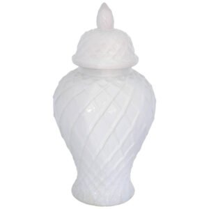 CHALKY WHITE GINGER JAR/LID 37CM