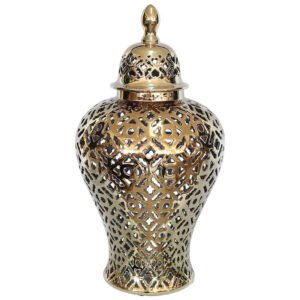 GLEAMING GOLD GINGER JAR/LID 62CM