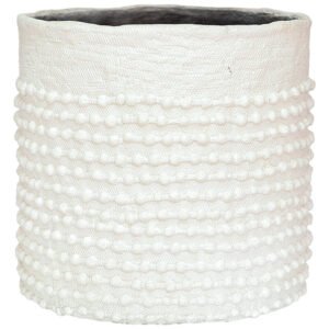 WHITE POMPOM PLANTER 42X44CM