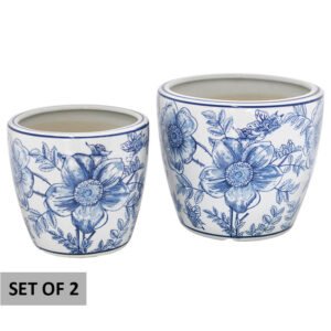 BLUE/WHITE POPPY PLANTER SET/2
