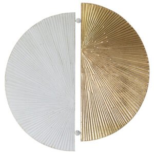 WHITE/GOLD FAN WALL ART 66CM
