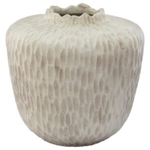 WHITE POMEGRANITE VASE 33X33CM