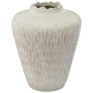 WHITE POMEGRANITE VASE 40X32CM