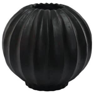 BLACK FACET BALL VASE 29X32CM