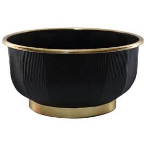 BLACK/GOLD LINE VASE 39X20CM