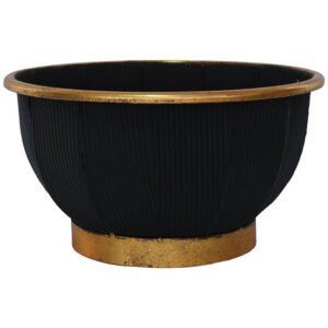 BLACK/GOLD LINE VASE 34X18CM