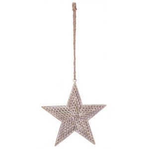 GOLD/WHITE STAR DECOR 30CM