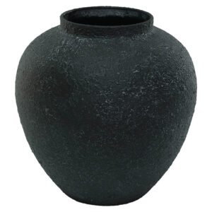 HARU BLACK TEXTURED VASE 29CM