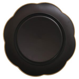 BLACK UNDERPLATE GOLD RIM 33CM
