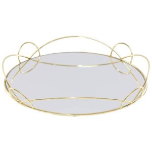 GOLD MIRROR TRAY 37CM DIA