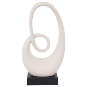 WHITE SCULPTURE BLACK BASE 41CM