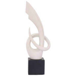 SCULPTURE WHITE BLACK BASE 52CM