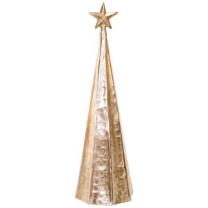 GOLD RIBBED TREE WITH STAR 42CM