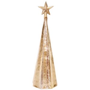 GOLD RIBBED TREE WITH STAR 34CM
