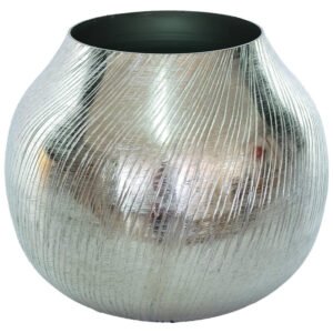 SILVER STREAKED BALL VASE 23CM