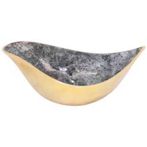 GOLD BIRD BOWL WITH GREY MARBLE