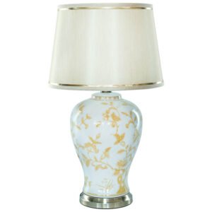 YELLOW FLEUR JAR LAMP BEIGE SHADE 66CM