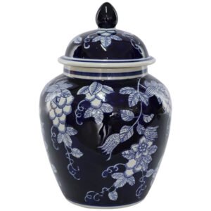 BLUE WHITE JAR/LID 30CM