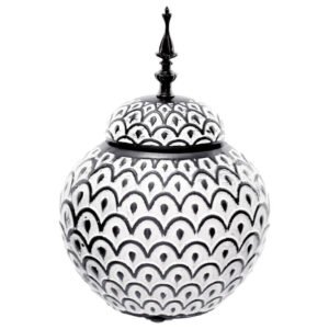BLACK/WHITE ARCH JAR/LID 31CM