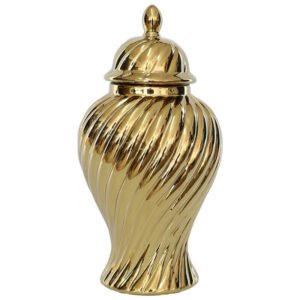 GOLD SWIRL GINGER JAR/LID 40CM