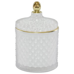 WHITE/GOLD TRINKET BOX 14X9CM