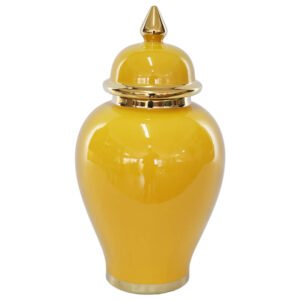 YELLOW/GOLD GINGER JAR/LID 35CM