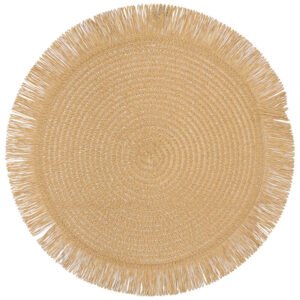 OATMEAL FRINGE PLACEMAT 38CM DIA