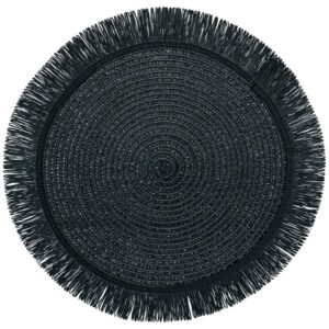 BLACK FRINGE PLACEMAT 38CM DIA