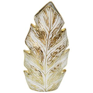 GOLD/WHITE LEAF VASE 37CM