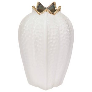 GOLD/WHITE POMEGRANATE VASE 38CM