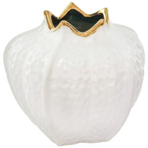 GOLD/WHITE POMEGRANATE VASE 18CM