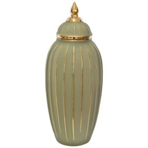 GOLD/SAGE GINGER JAR/LID 45CM