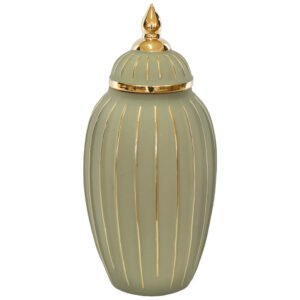 GOLD/SAGE GINGER JAR/LID 39CM