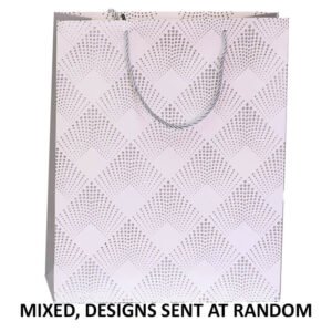 SILVER GEO GIFT BAG MIXED MEDIUM