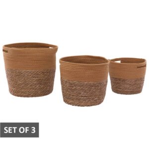 WOVEN DECOR BASKET SET/3 CARAMEL