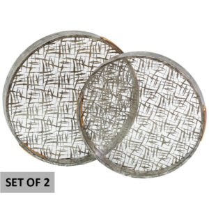 GOLD ETCH TRAY SET/2 36/32CM