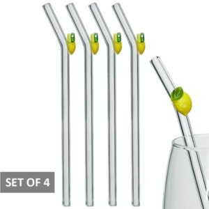 LEMONS GLASS STRAWS SET/4