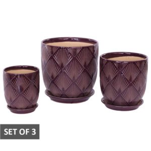 PURPLE LUX POT SET/3 19CM
