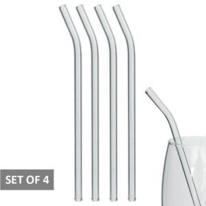 CLEAR GLASS STRAWS SET/4