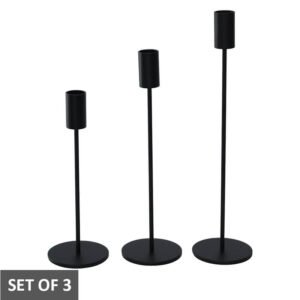 BLACK CANDLE STICK SET/3 22/27/32