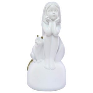 GIRL SITTING ON BALL W/CAT 19X10CM