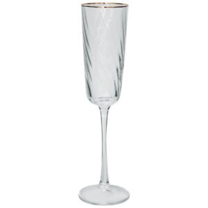 OPTIC SWIRL GOLD RIM FLUTE 200ML