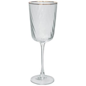 OPTIC SWIRL GOLD RIM WINE 420ML