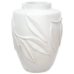WHITE LEAF VASE 40X30CM