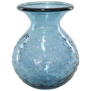 HEART VASE STEEL BLUE 25CM